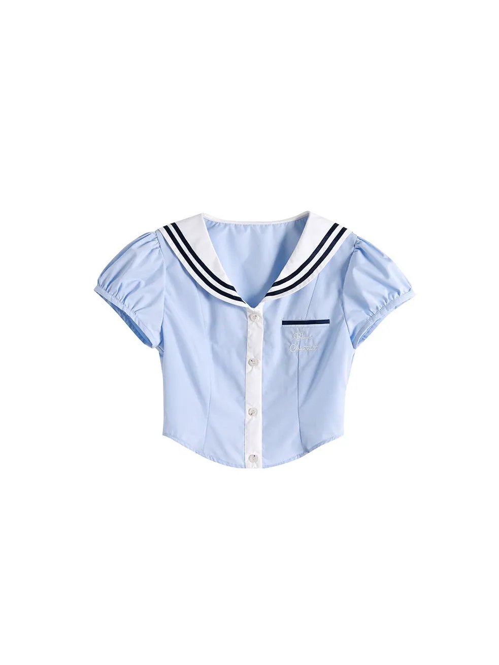 School Girl Puff Sleeve Top & Pleated Skirt