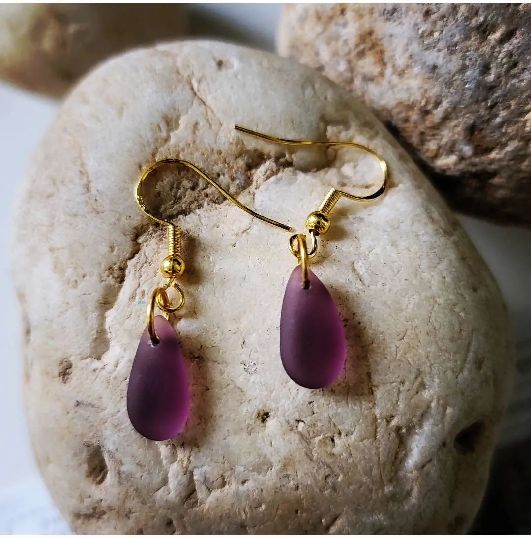 Seaglass Earrings - Mauve Seaglass at Island Girl Art