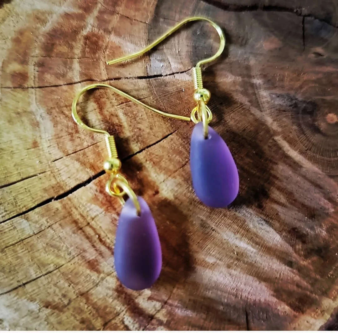 Seaglass Earrings - Mauve Seaglass at Island Girl Art