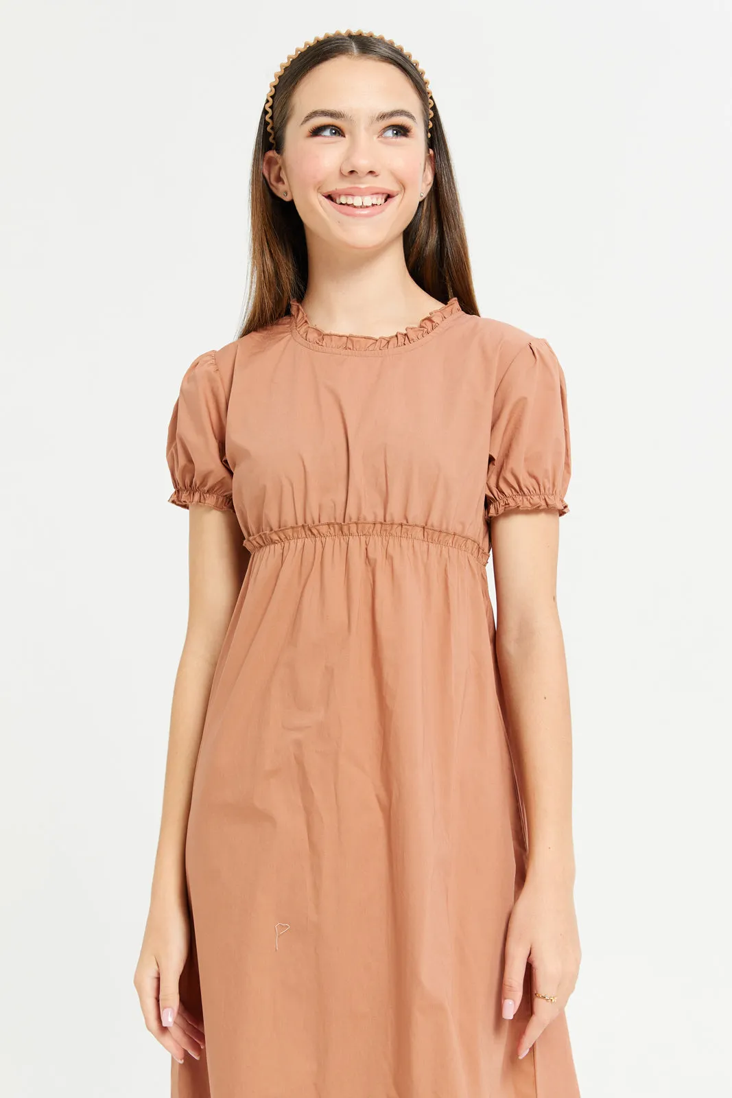 Senior Girls Brown Poplin Dress