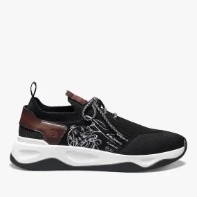 Leather Sneaker with Shadow Knit