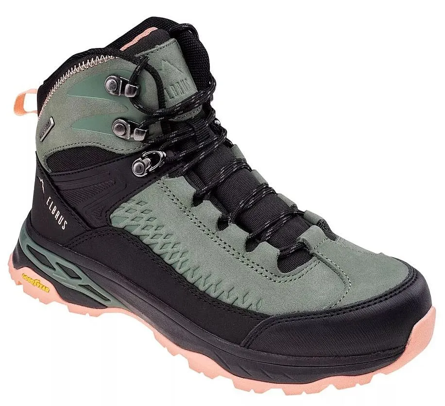 shoes Elbrus Engen Mid WP GR - Black/Khaki/Salmon - women´s