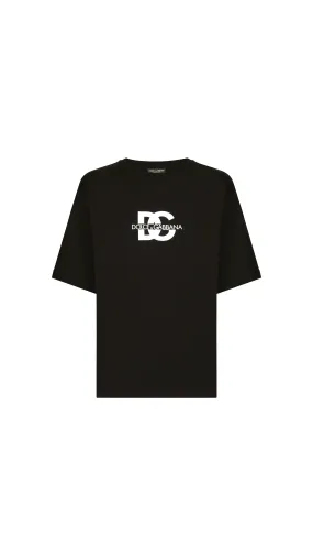 Black T-shirt with Short Sleeves and DG Logo Print