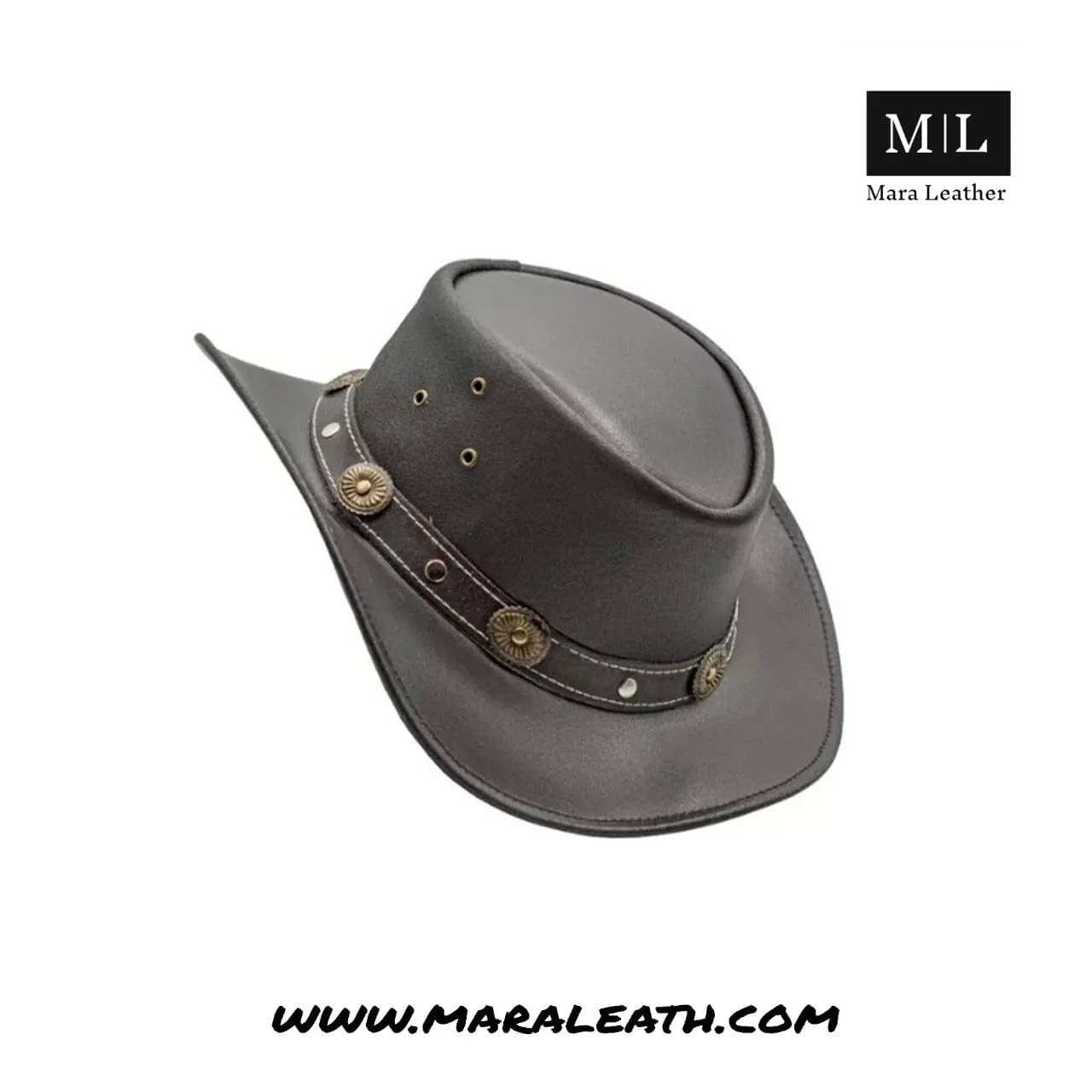 Showerproof Genuine Black Leather Cowboy Western Hat