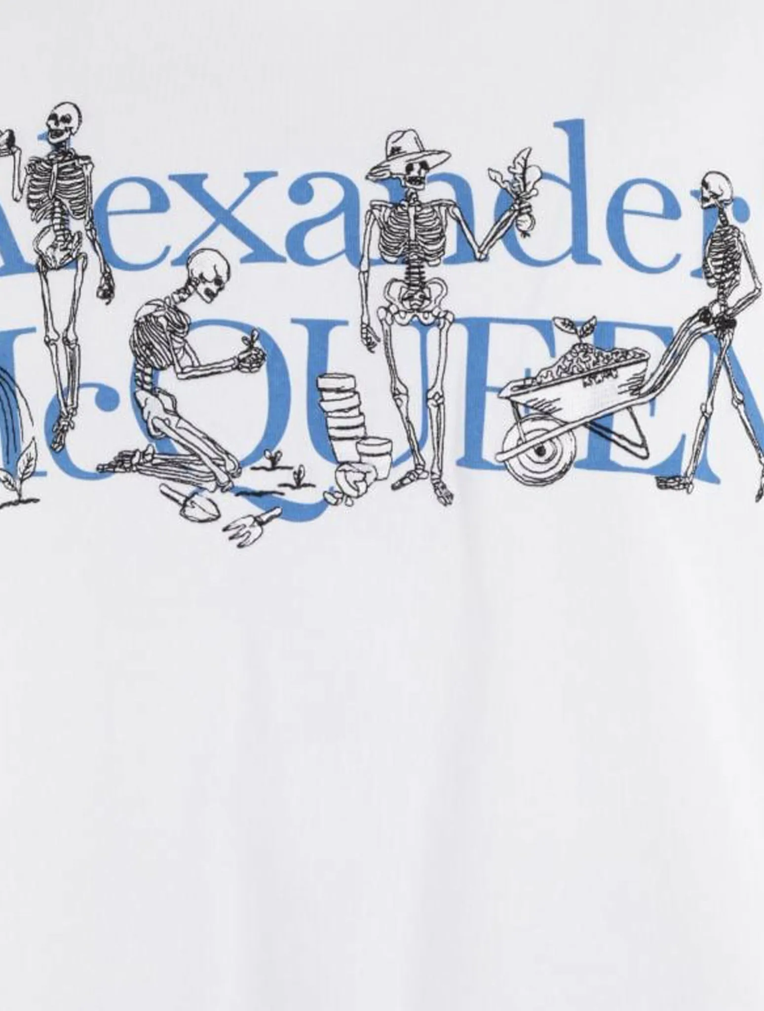 Skeleton design tee in printed or embroidered cotton fabric