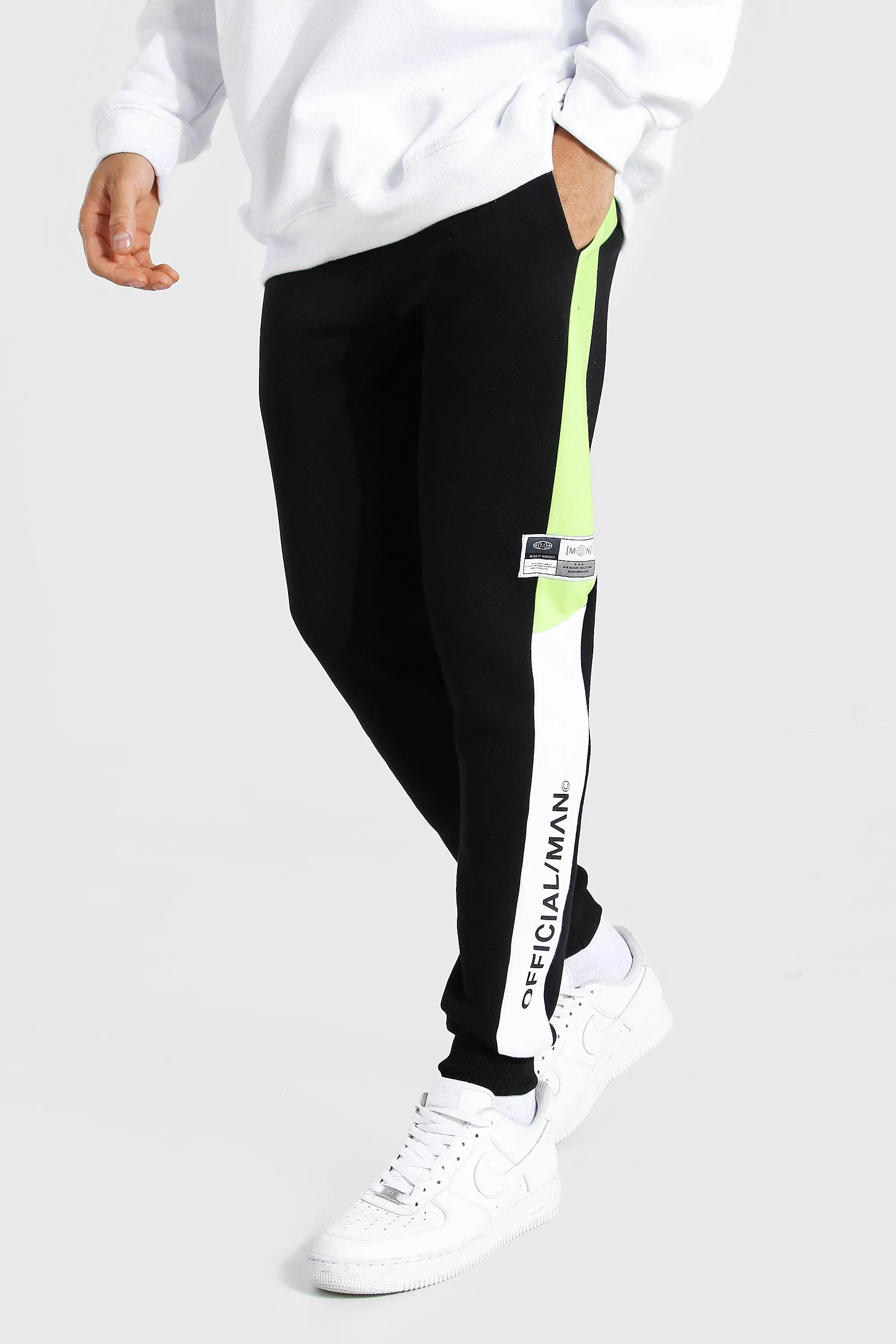 Skinny Official Man Colour Block Joggers | boohooMAN UK