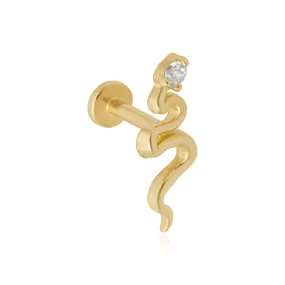 Flat Back Earring with Stone featuring Snake