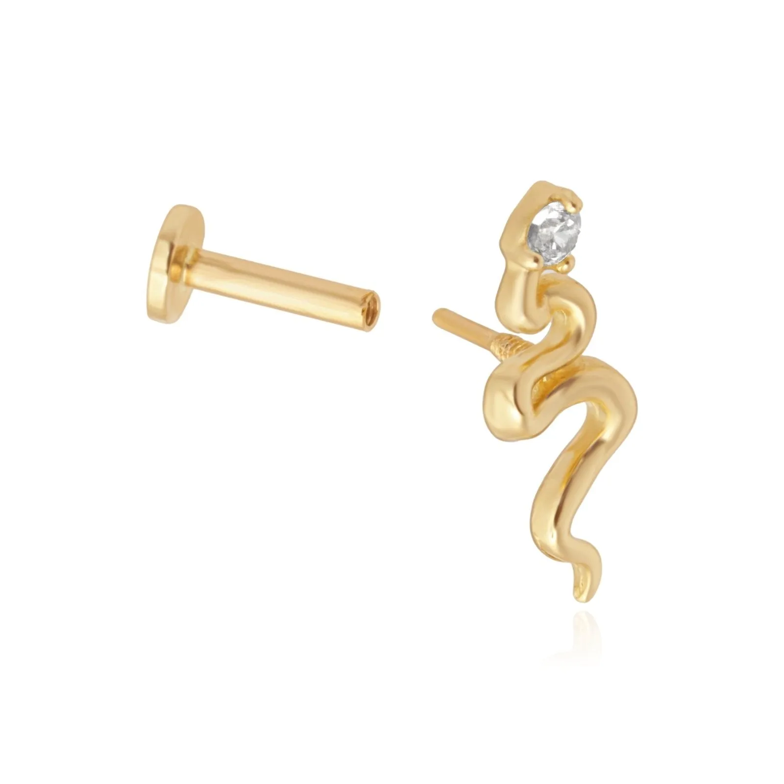 Flat Back Earring with Stone featuring Snake