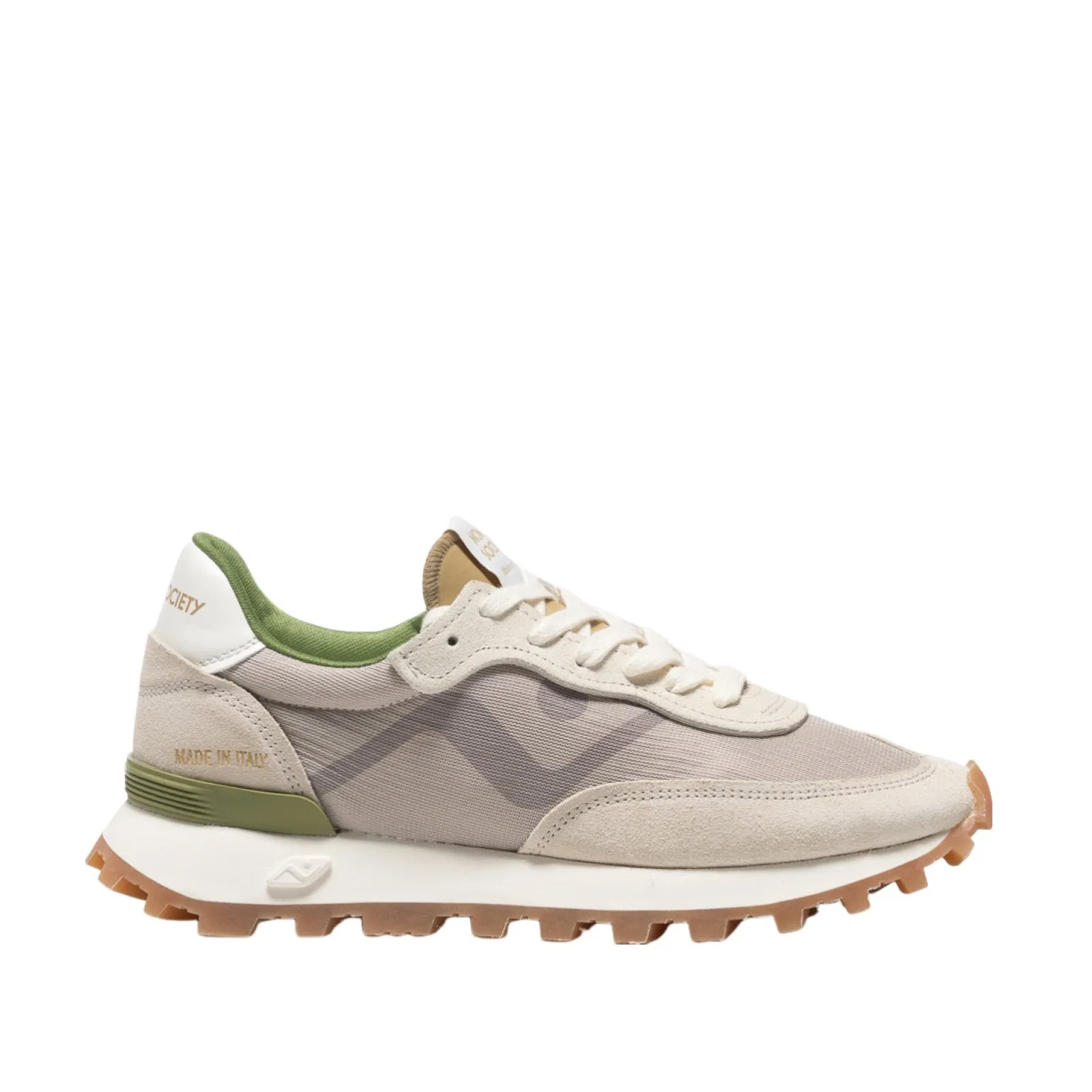 Gray and sand faux leather sneakers - Shop now.