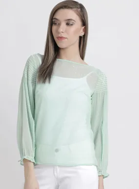 Solid Top with Smocking on Shoulder