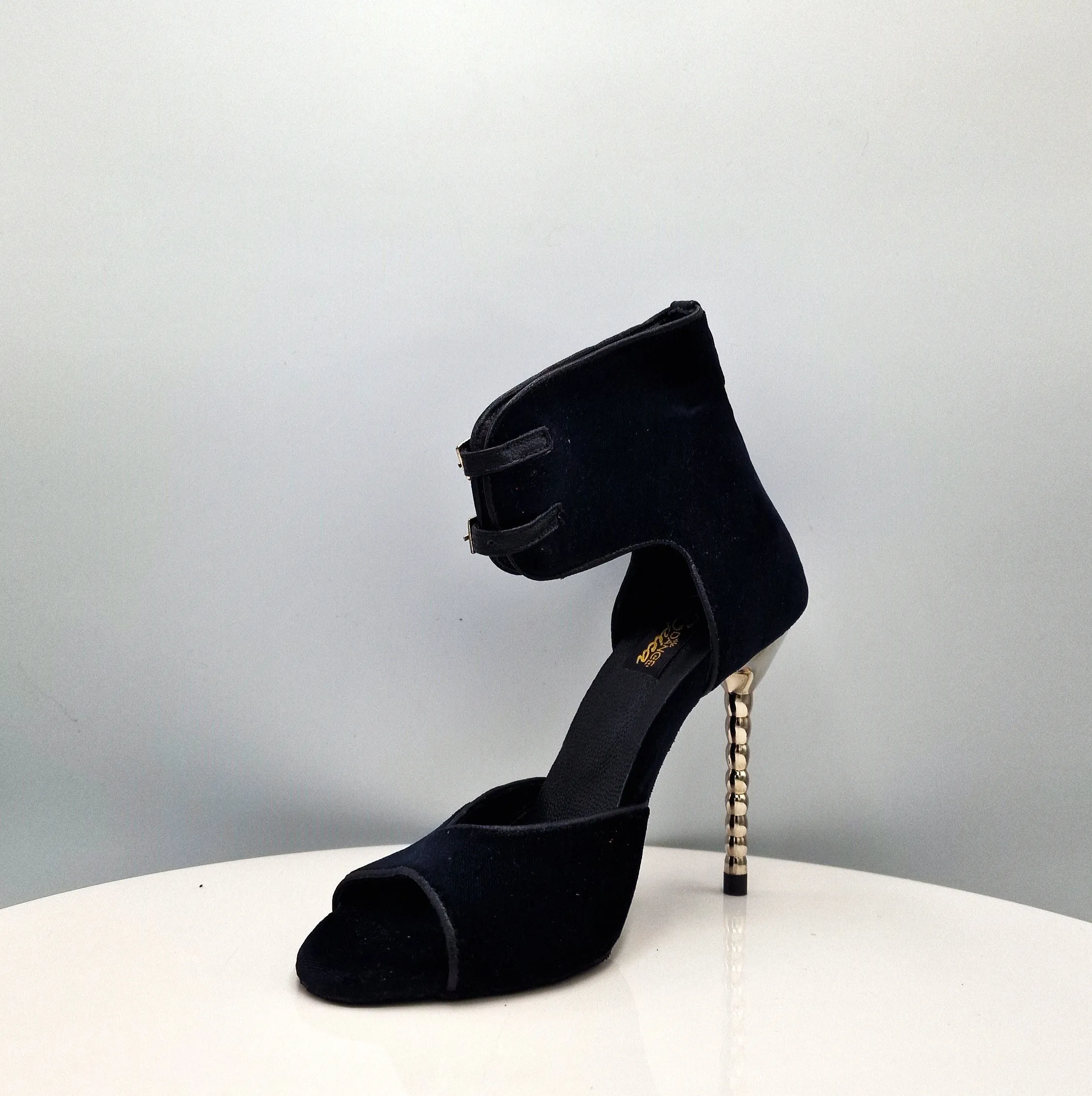 9cm Spica Spiral Heel in Black Suede