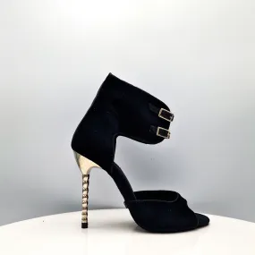 9cm Spica Spiral Heel in Black Suede