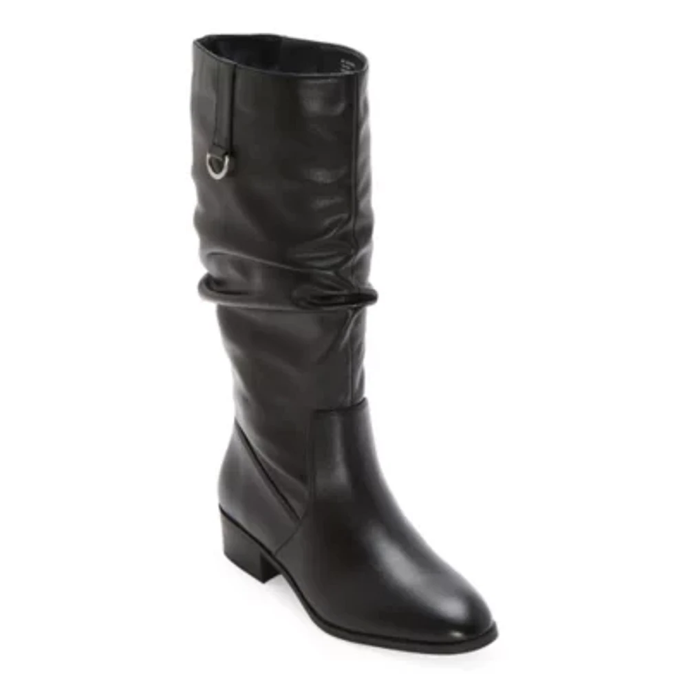 St. John's Bay Womens Fannie Stacked Heel Slouch Boots