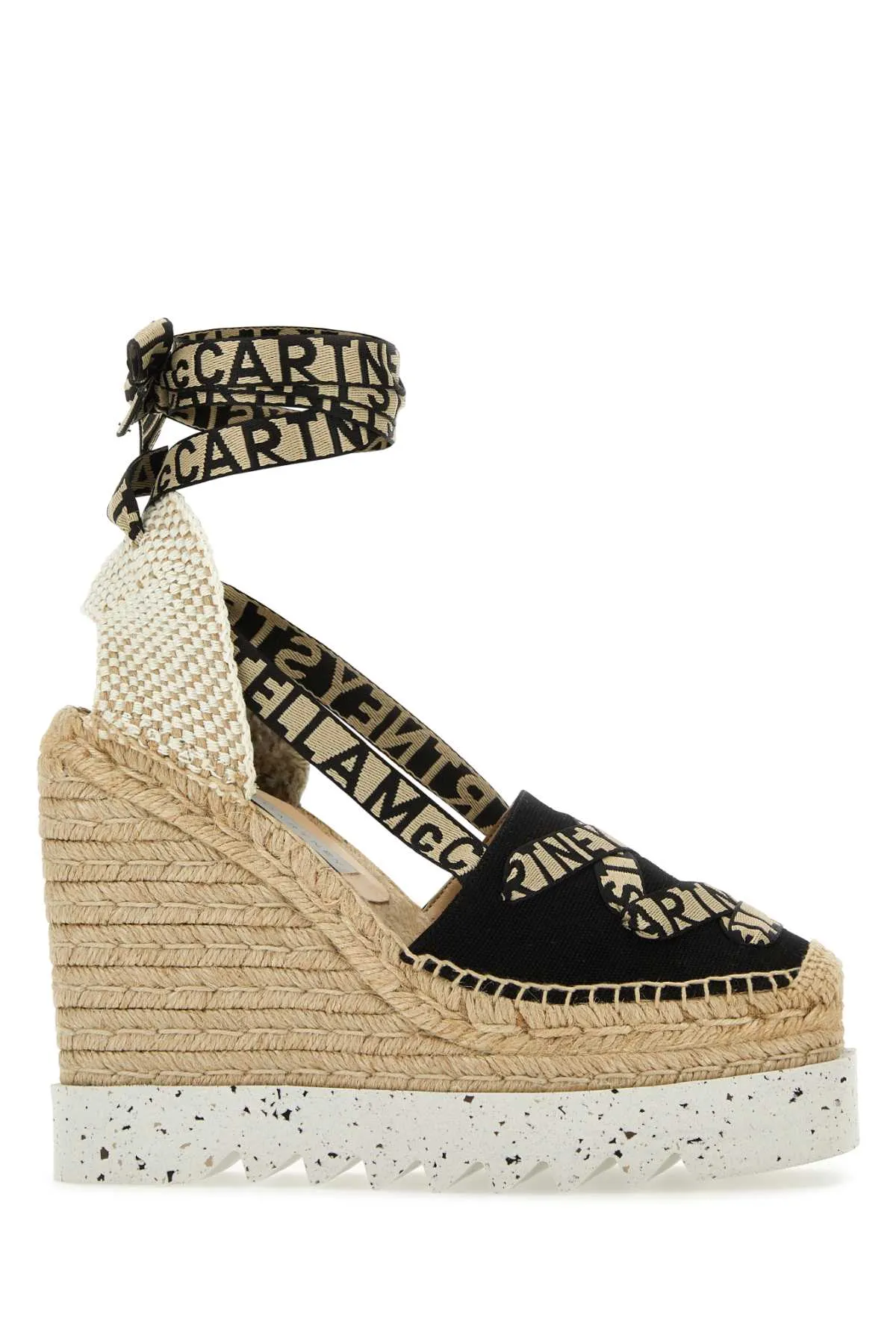 Stella Mc Cartney Black Cotton Gaia Wedges