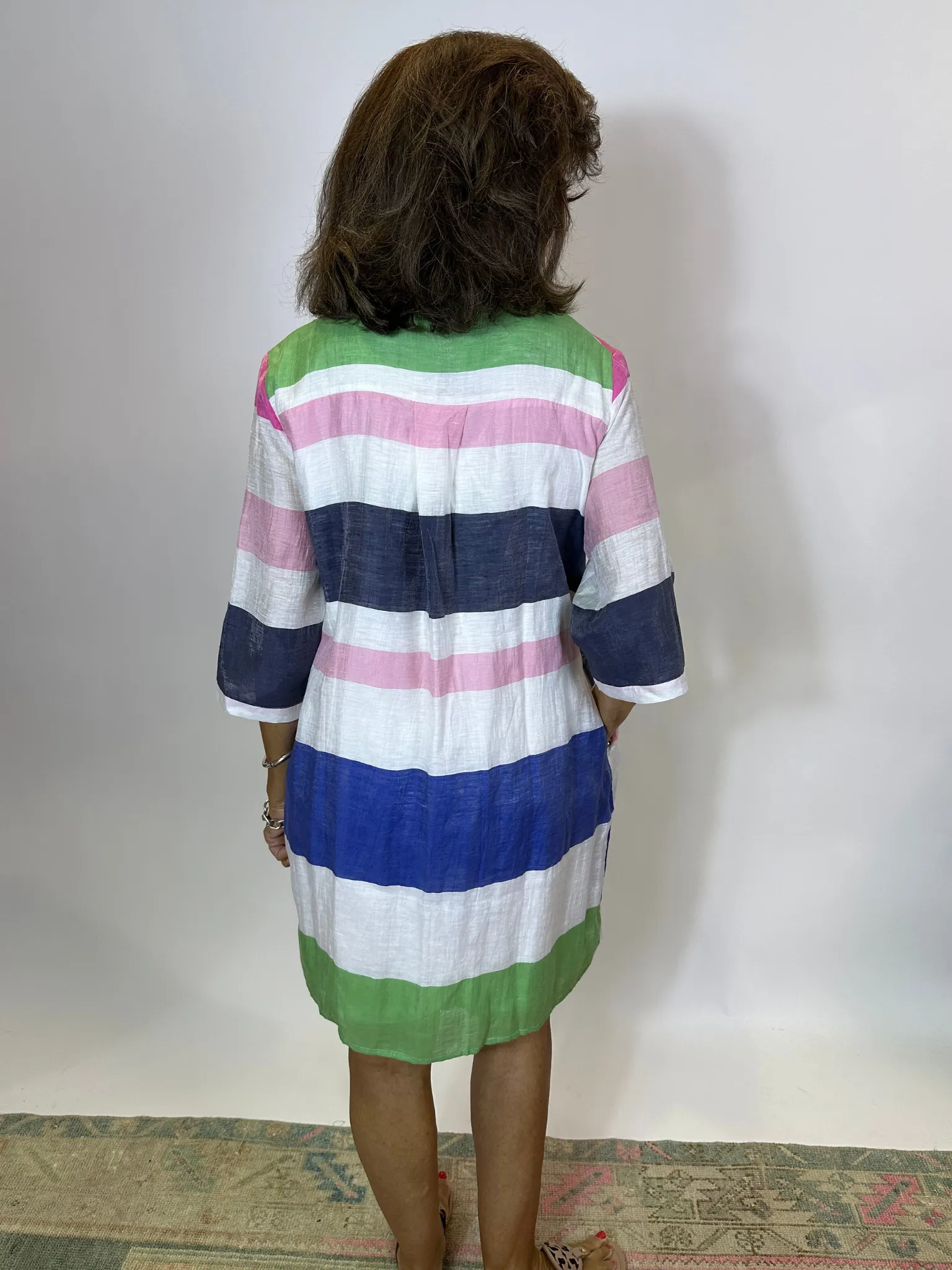 Linen Dress with Stripes