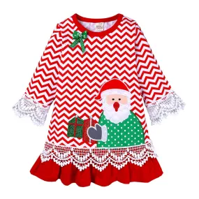 Striped Cartoon Christmas Dresses for Baby Girls - Wholesale 23101507