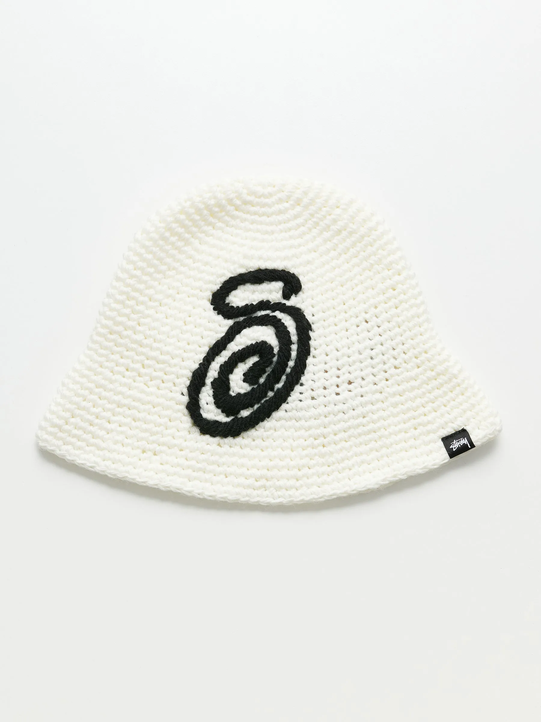 Stüssy Swirly S Knit Bucket Hat Bone