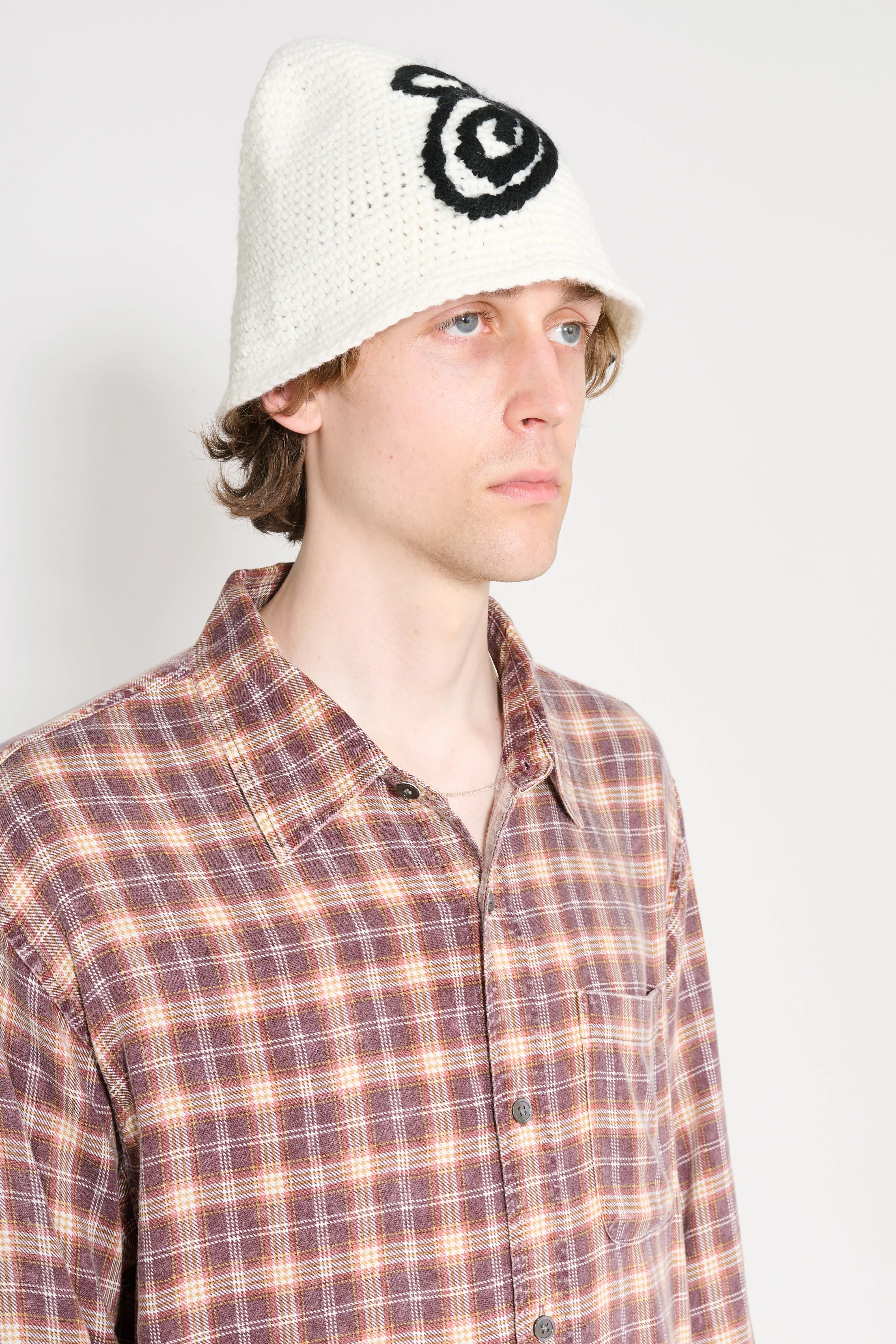 Stüssy Swirly S Knit Bucket Hat Bone