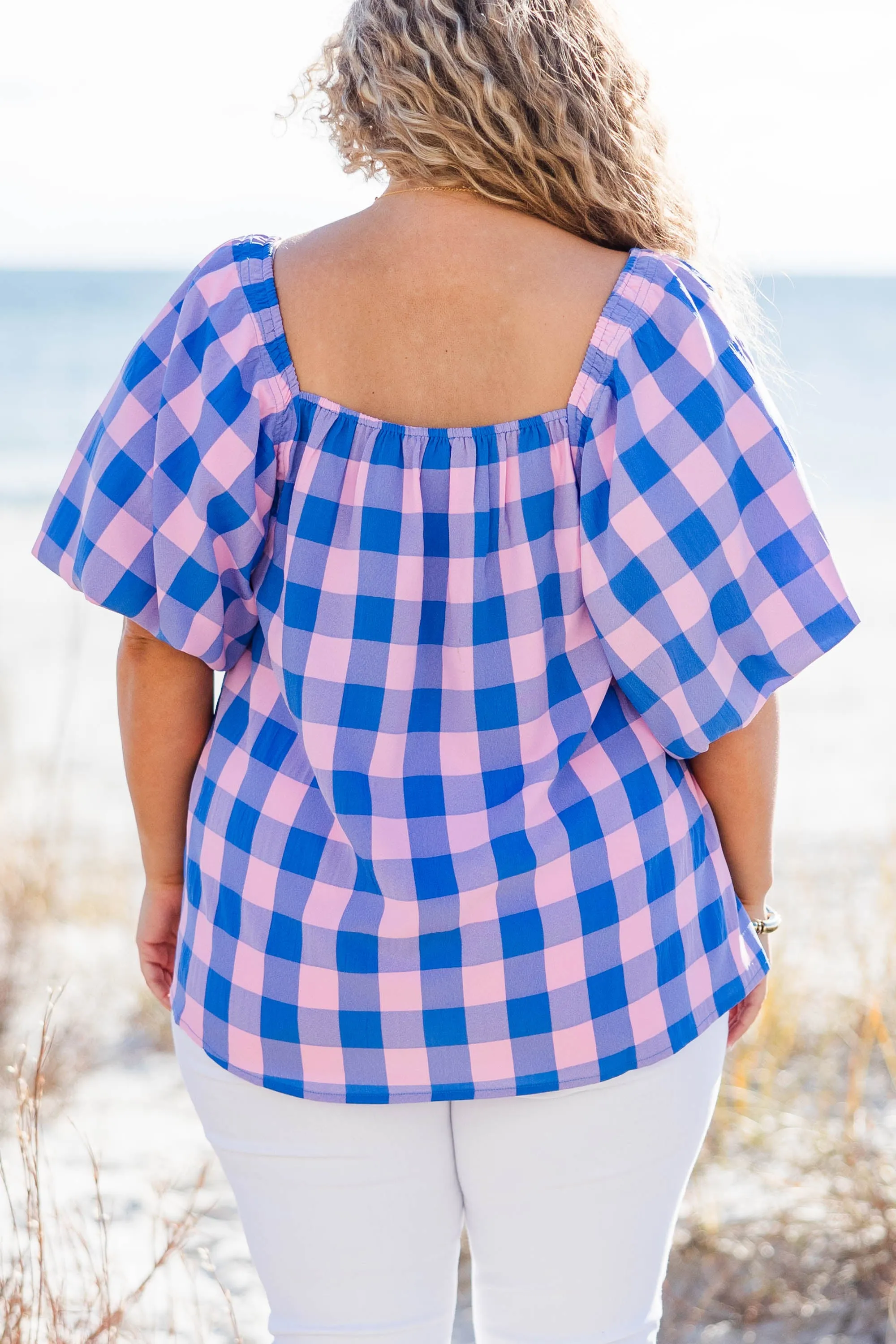 Sugar Pie Top - Blue Pink - Women's Fashion Clothing