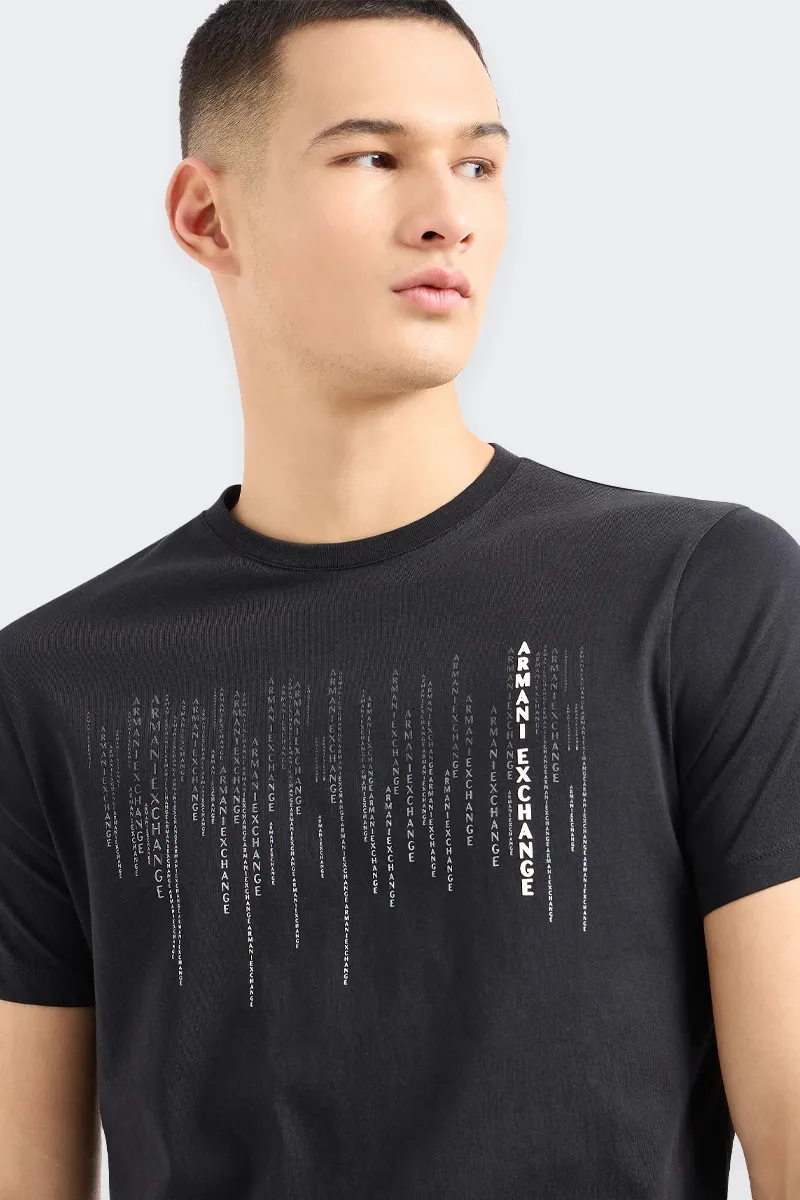 Black Logo Print Regular-Fit T-Shirt