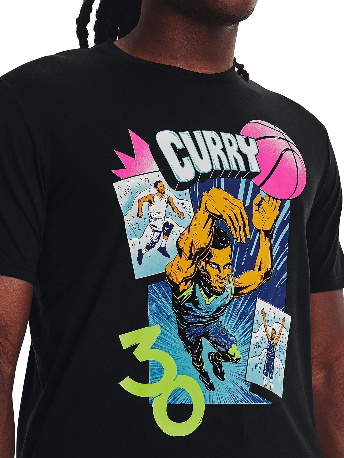 T-Shirt Under Armour Curry Comic Book - 001/Black/Electro Pink - men´s