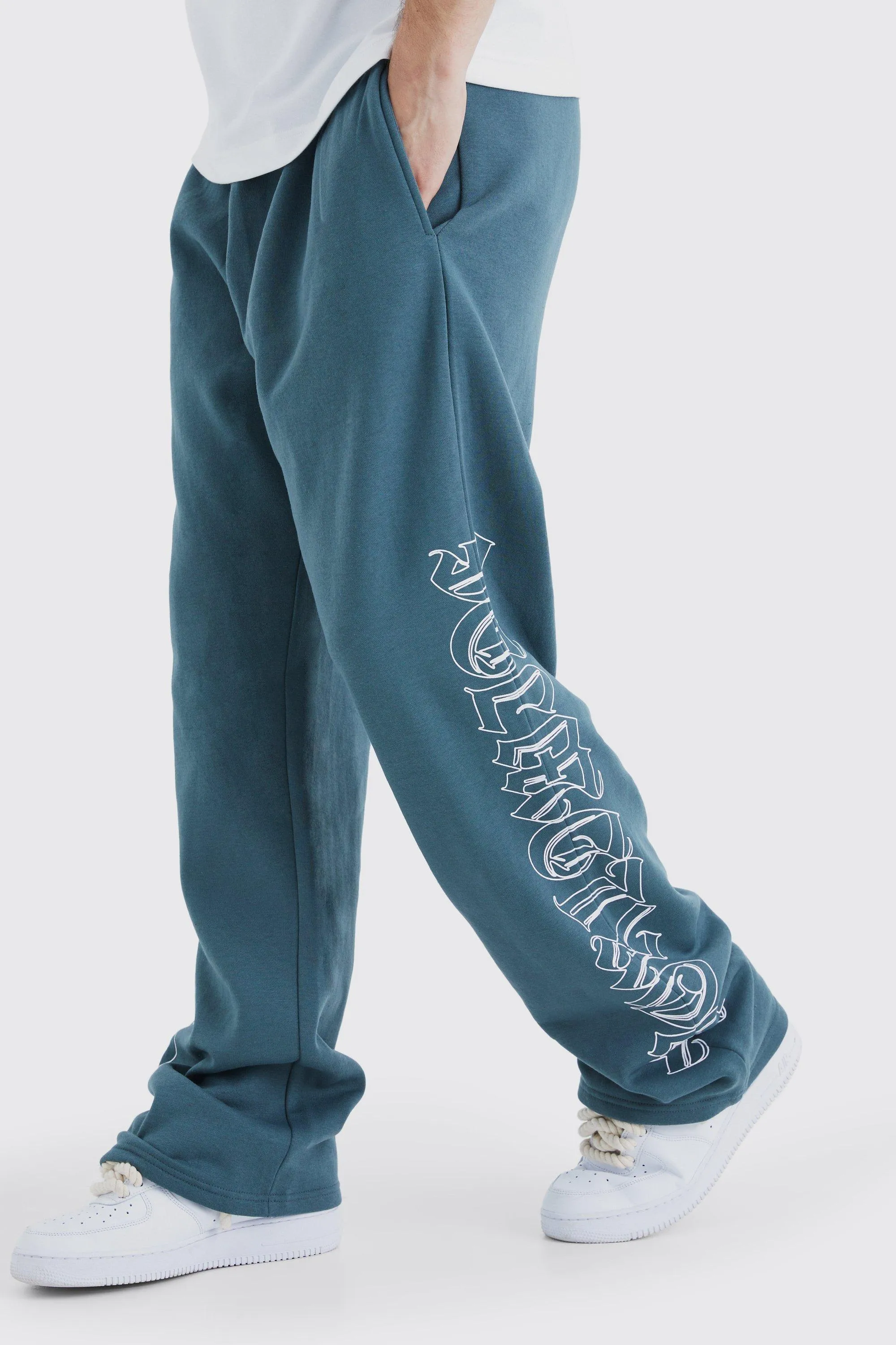 Tall Straight Leg Worldwide Joggers | boohooMAN UK