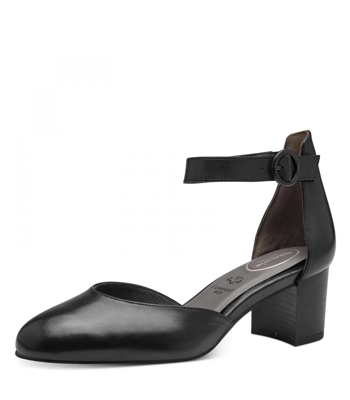 Tamaris Comfort Leather Heel- Black 84402