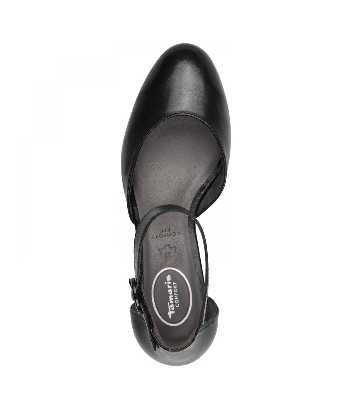 Tamaris Comfort Leather Heel- Black 84402