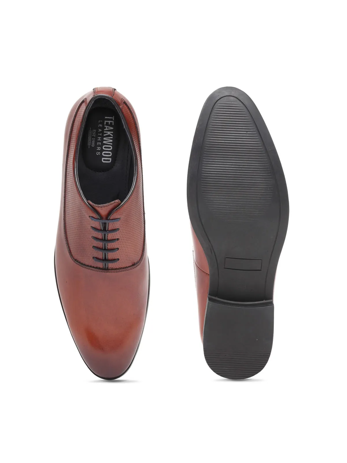 Teakwood Genuine Leather Tan Oxford Shoes