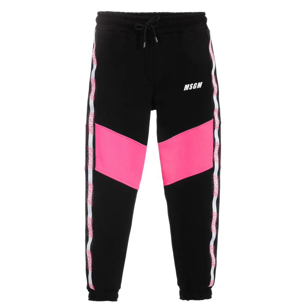 Teen Black & Pink Logo Joggers