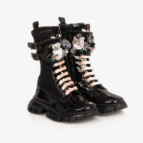 Black Patent Boots for Teens