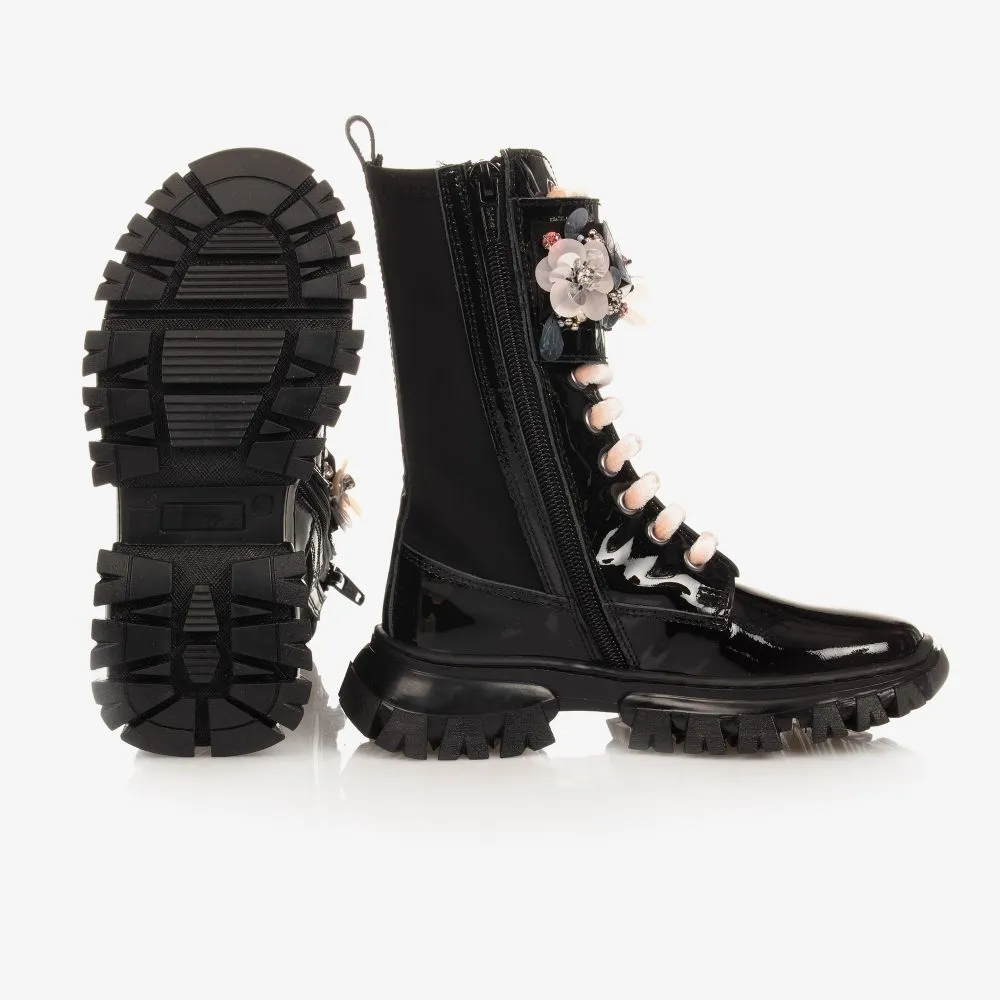 Black Patent Boots for Teens