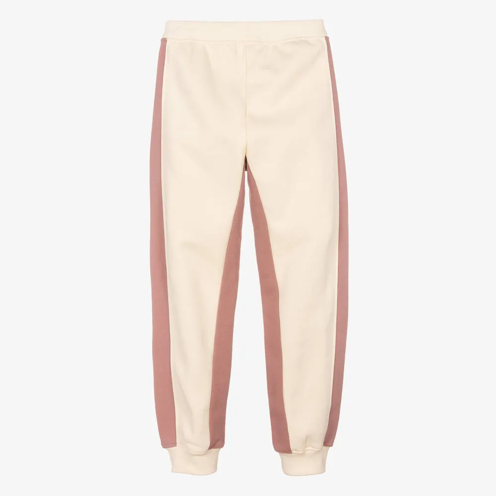 Teen Girls Ivory & Pink Logo Joggers