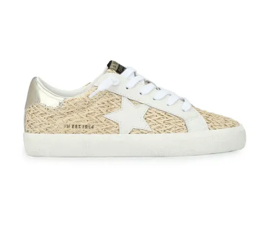 The Raffia Crochet Star Lace Sneaker in Dark Natural