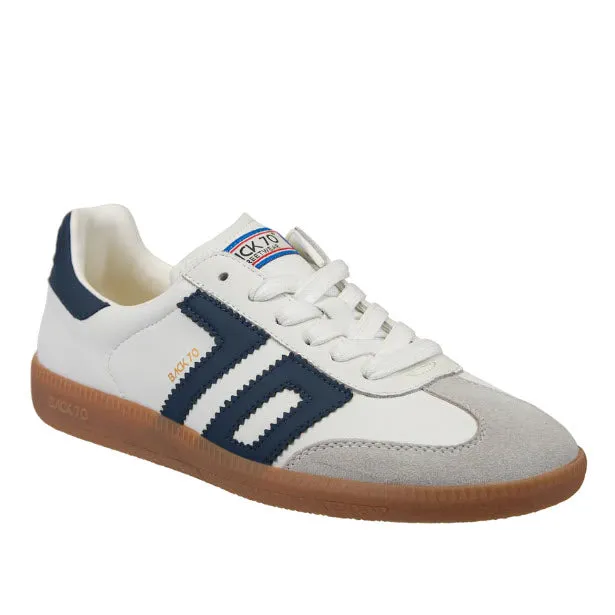 The Retro Soccer Lace Sneaker in White Navy