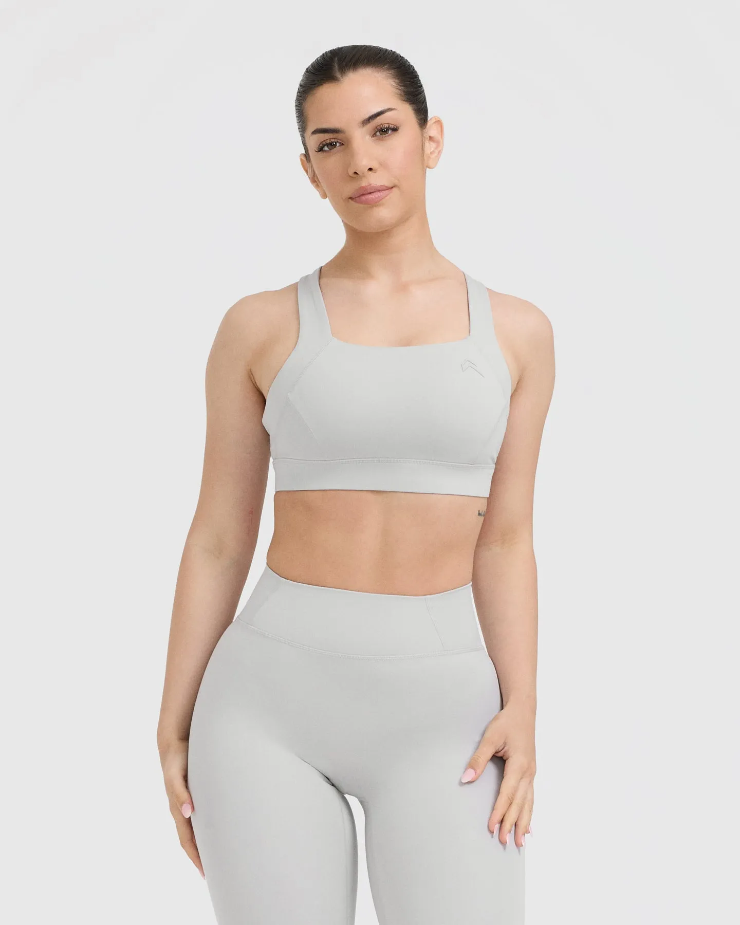 Wide Strap Sports Bra Light Grey