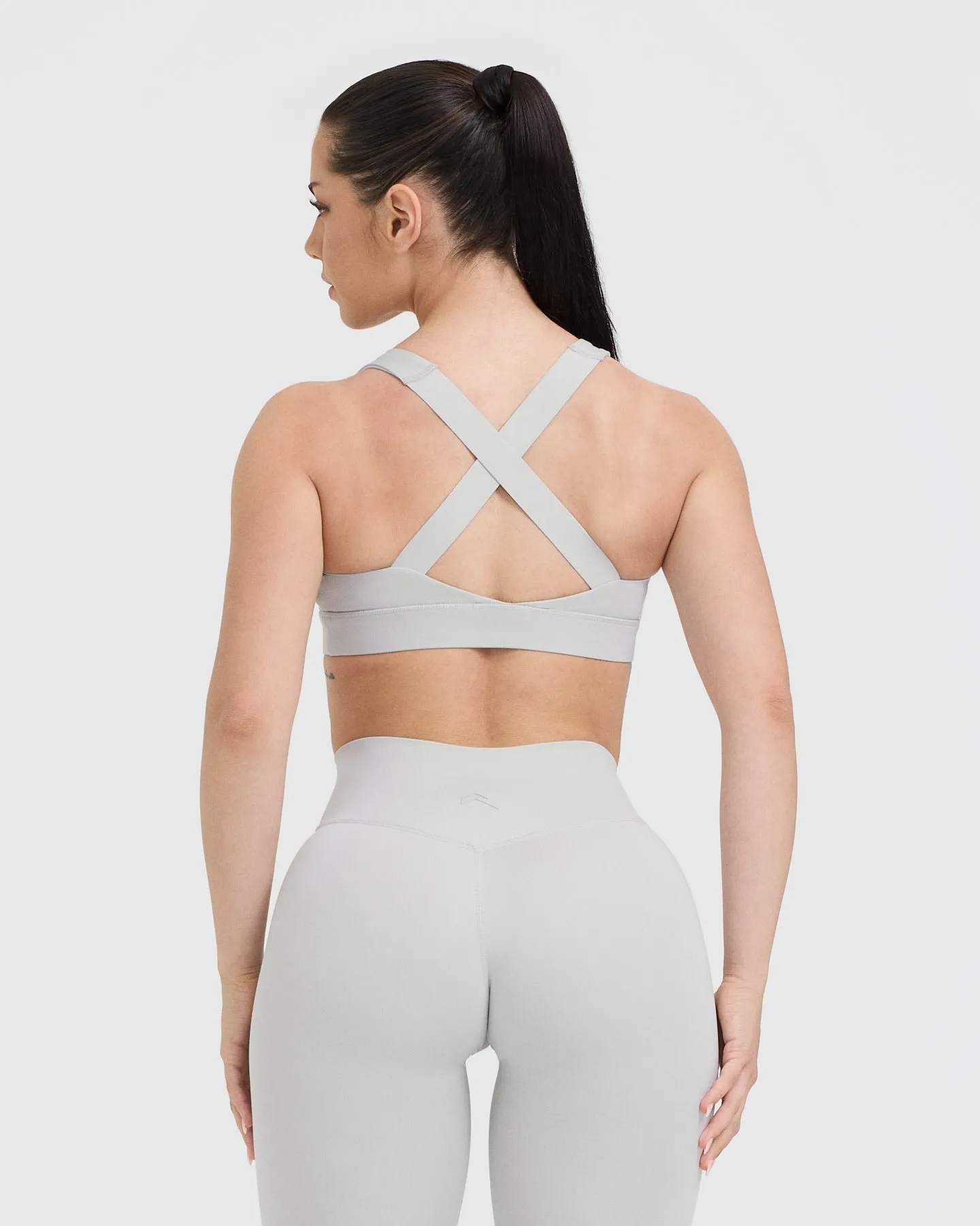 Wide Strap Sports Bra Light Grey