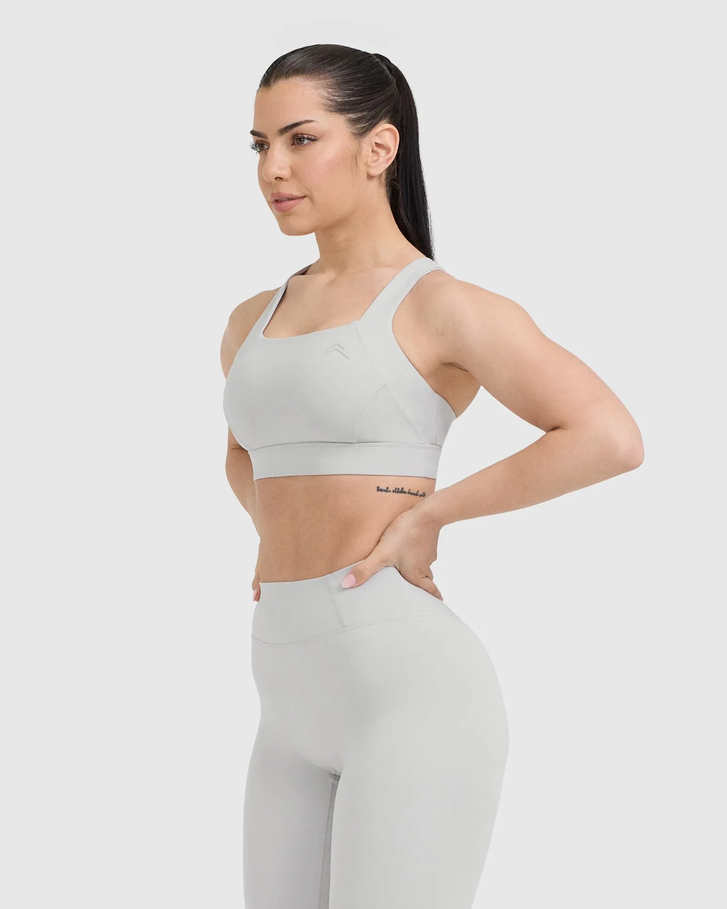 Wide Strap Sports Bra Light Grey