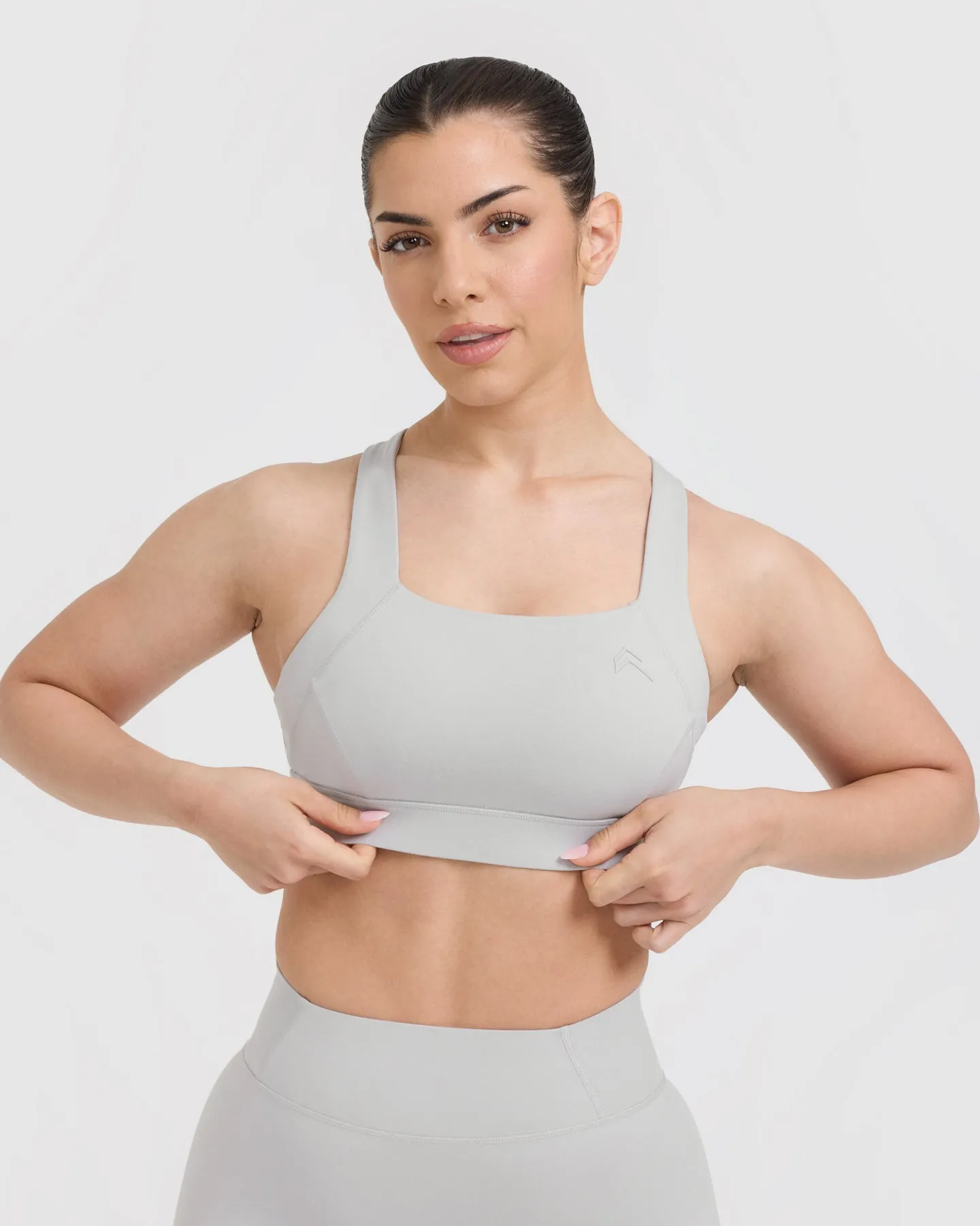 Wide Strap Sports Bra Light Grey