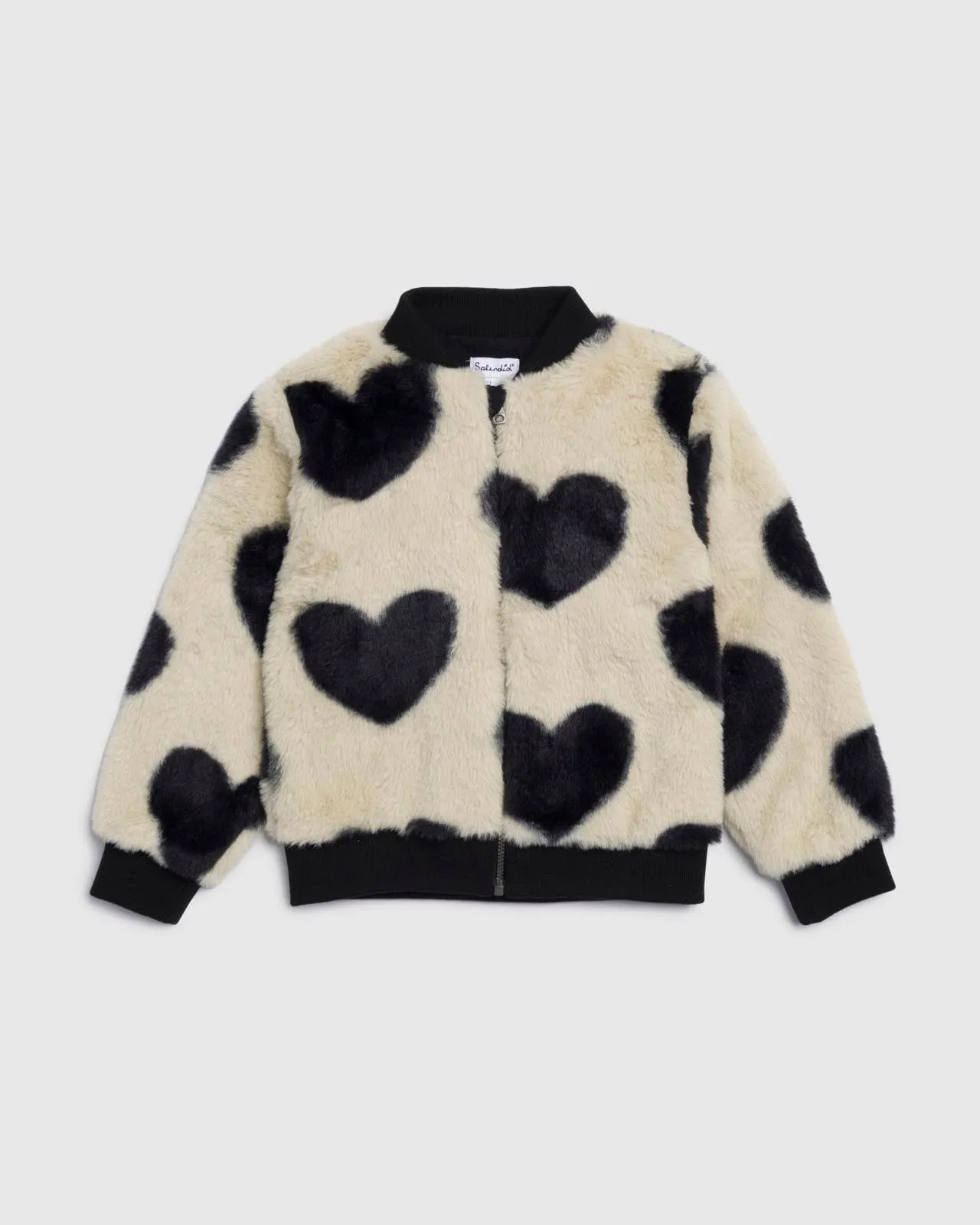 Toddler Girl Faux Fur Hearts Bomber Jacket