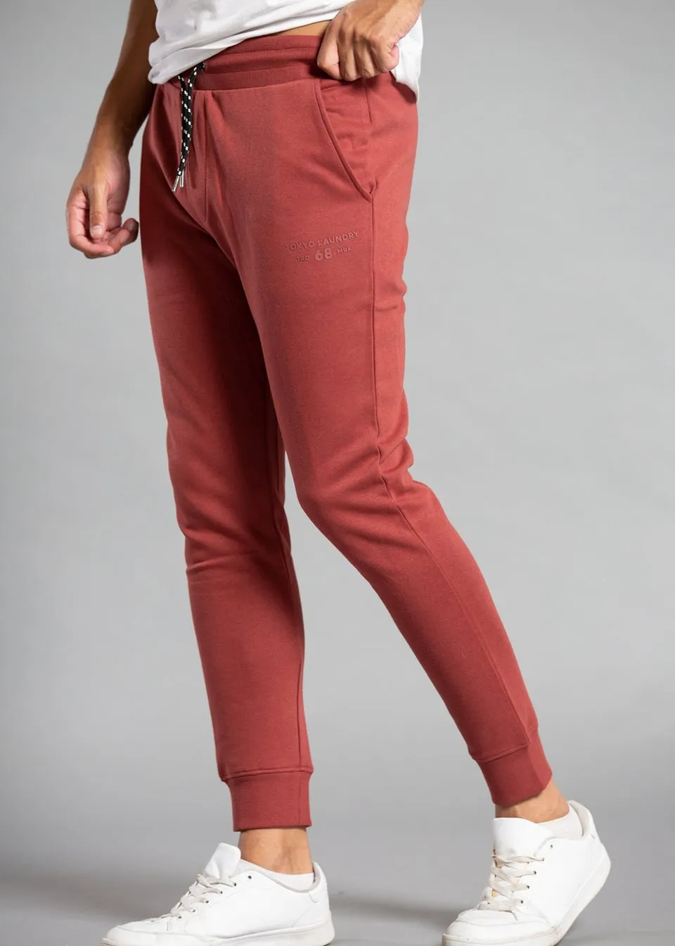 Tokyo Laundry Red Cotton Blend Staple Drawstring Joggers