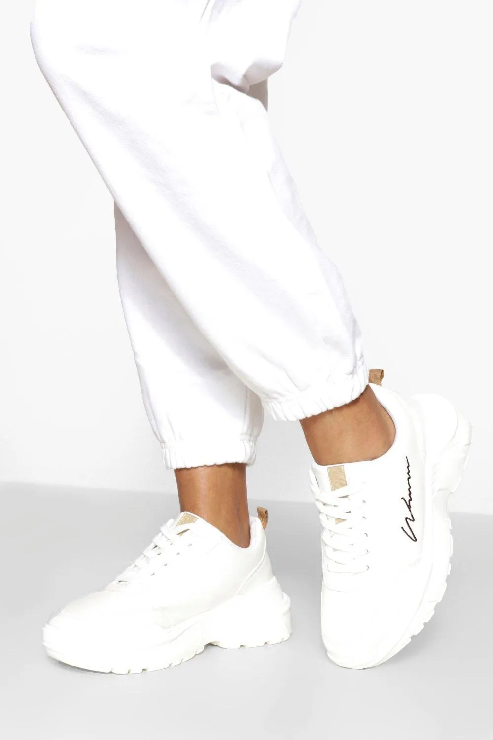 Tonal Woman Script Chunky Sneakers