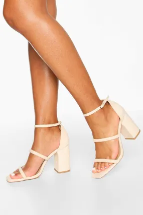 Triple Strap Block Heel Sandals