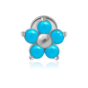 Turquoise Flower Flat Back Stud