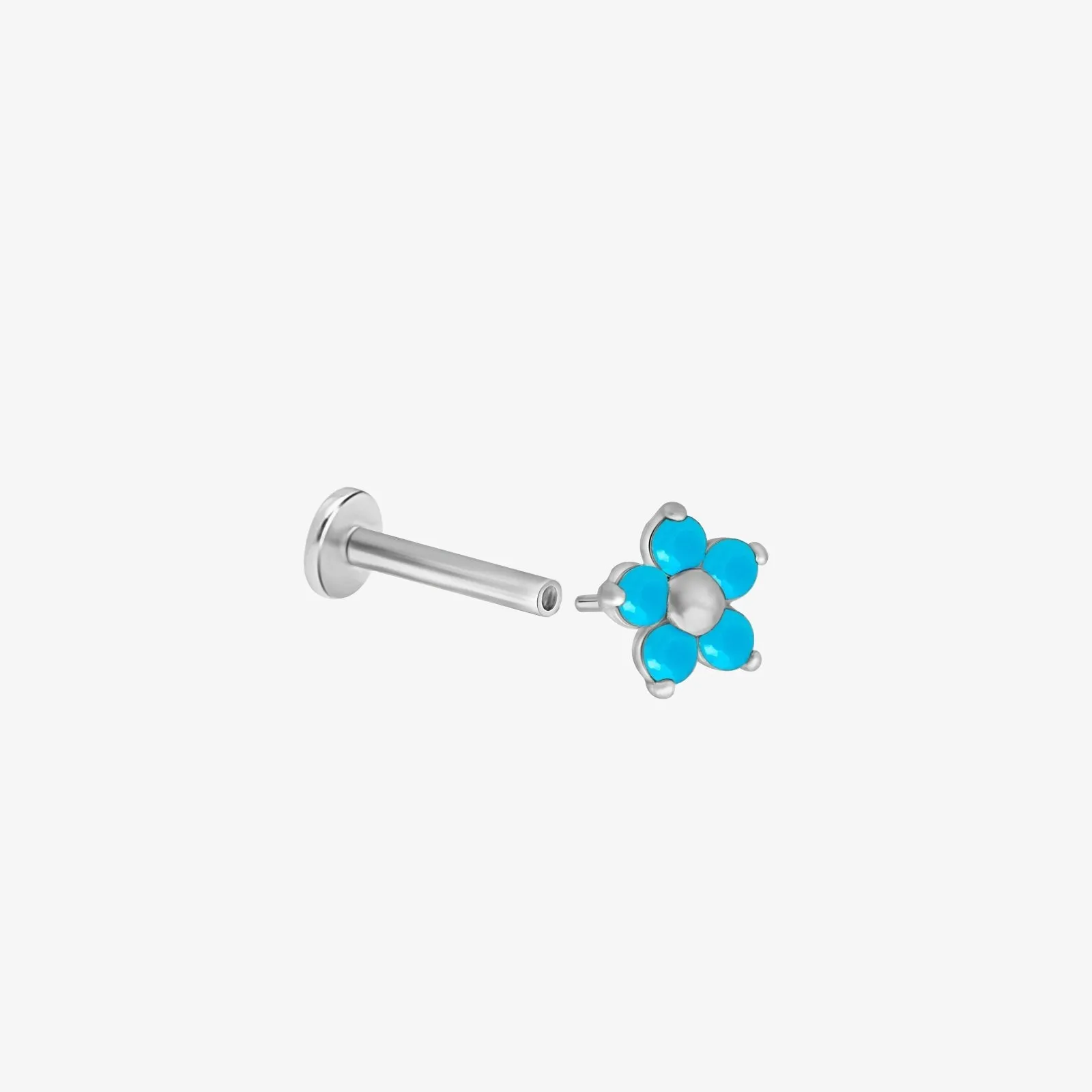 Turquoise Flower Flat Back Stud