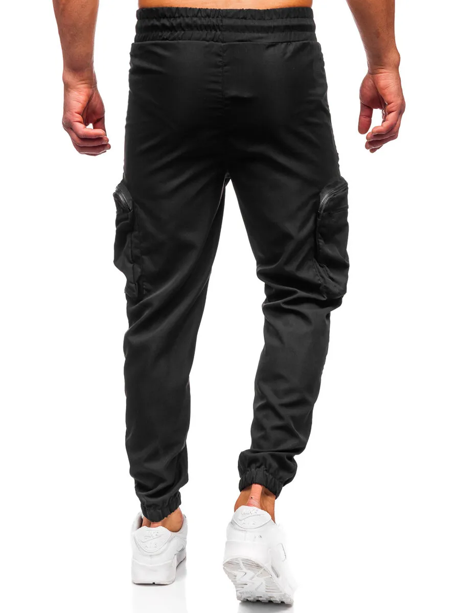 Black Cargo Jogger Pants for Men - Bolf HSS296