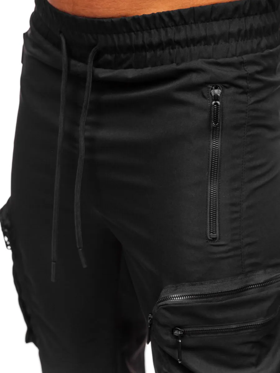 Black Cargo Jogger Pants for Men - Bolf HSS296