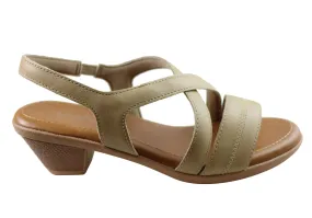 Usaflex Alta Womens Comfort Low Heel Leather Sandals Made In Brazil