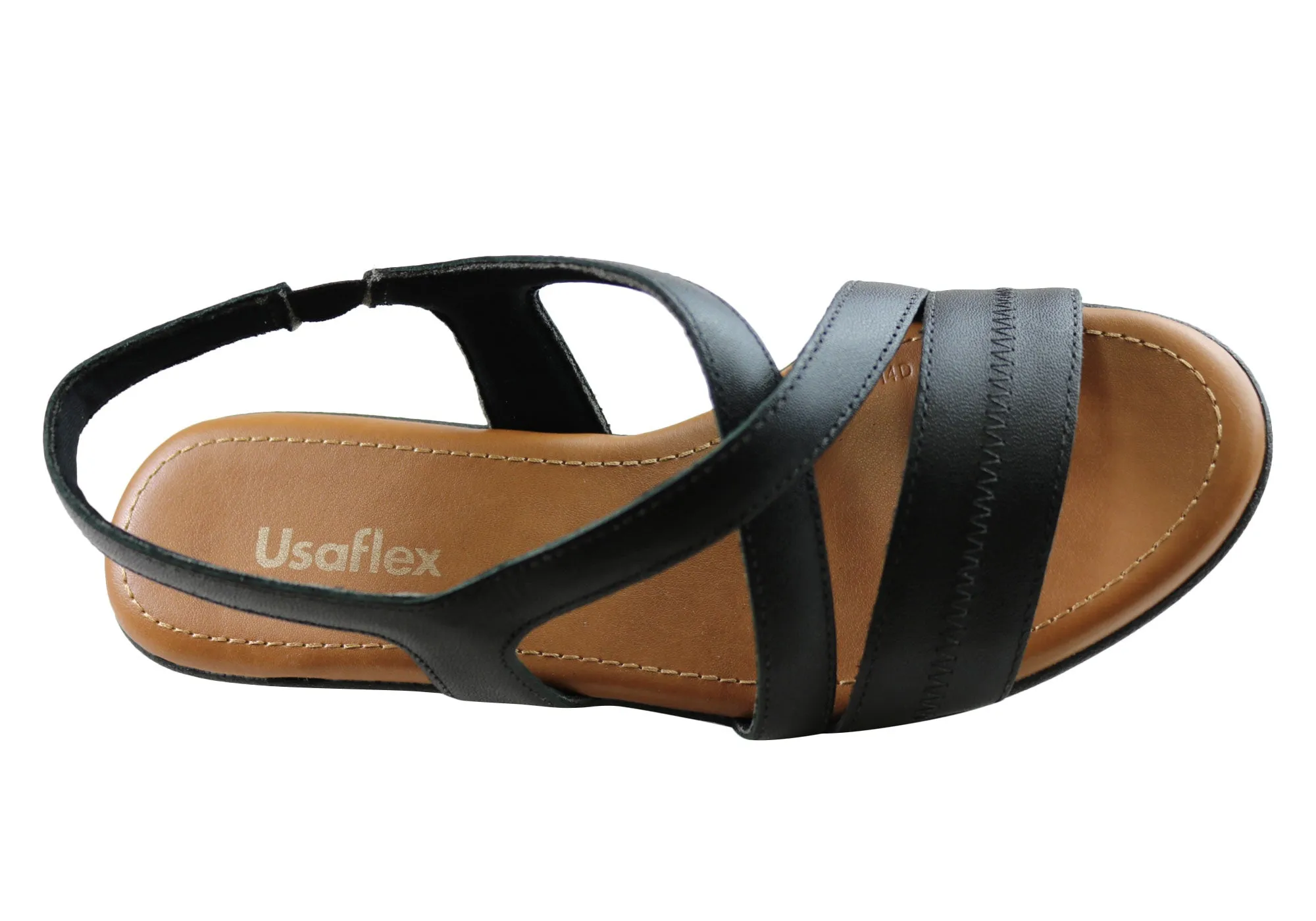 Usaflex Alta Womens Comfort Low Heel Leather Sandals Made In Brazil