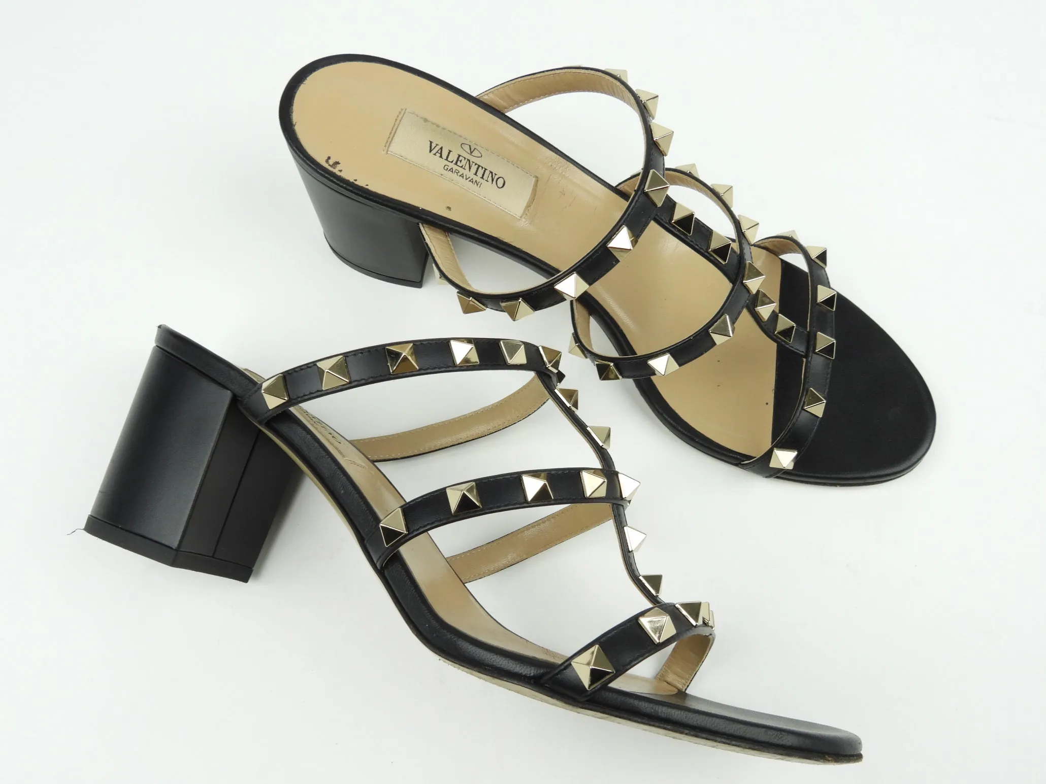 Valentino Black Rockstud Mule Sandal 39.5